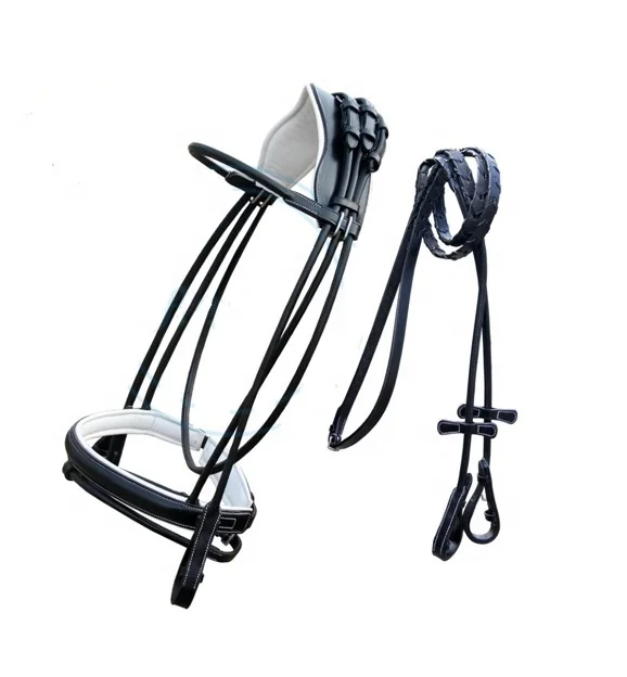 Horse Bridle Soft Comfortable Equestrian Products Flash Noseband Adjustable Head Collar Padded Horse Halters Horse Bridle
