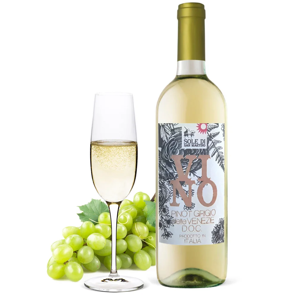 Italian white wine Pinot Grigio delle Venezie DOC 750 ml table wine quality product glass bottle