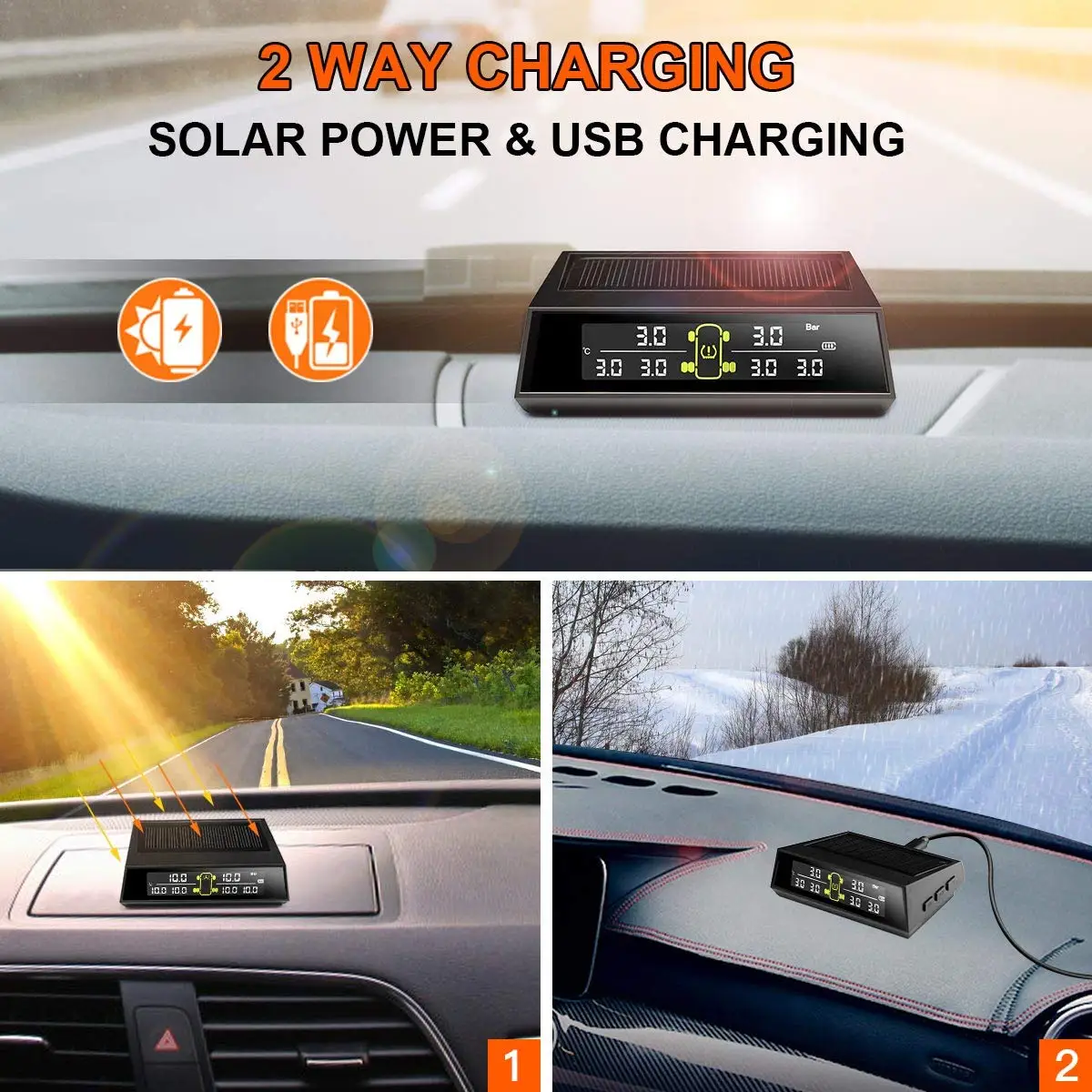 External Sensor 6 Wheels Tire Pressure Monitoring System Solar Power Trailer Bus Truck TPMS