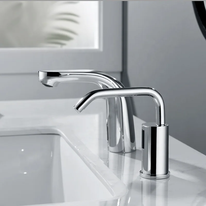 Induction Disinfection Smart  Installed on Brass Deck Dedicated to Public Bathroom Soap Dispenser