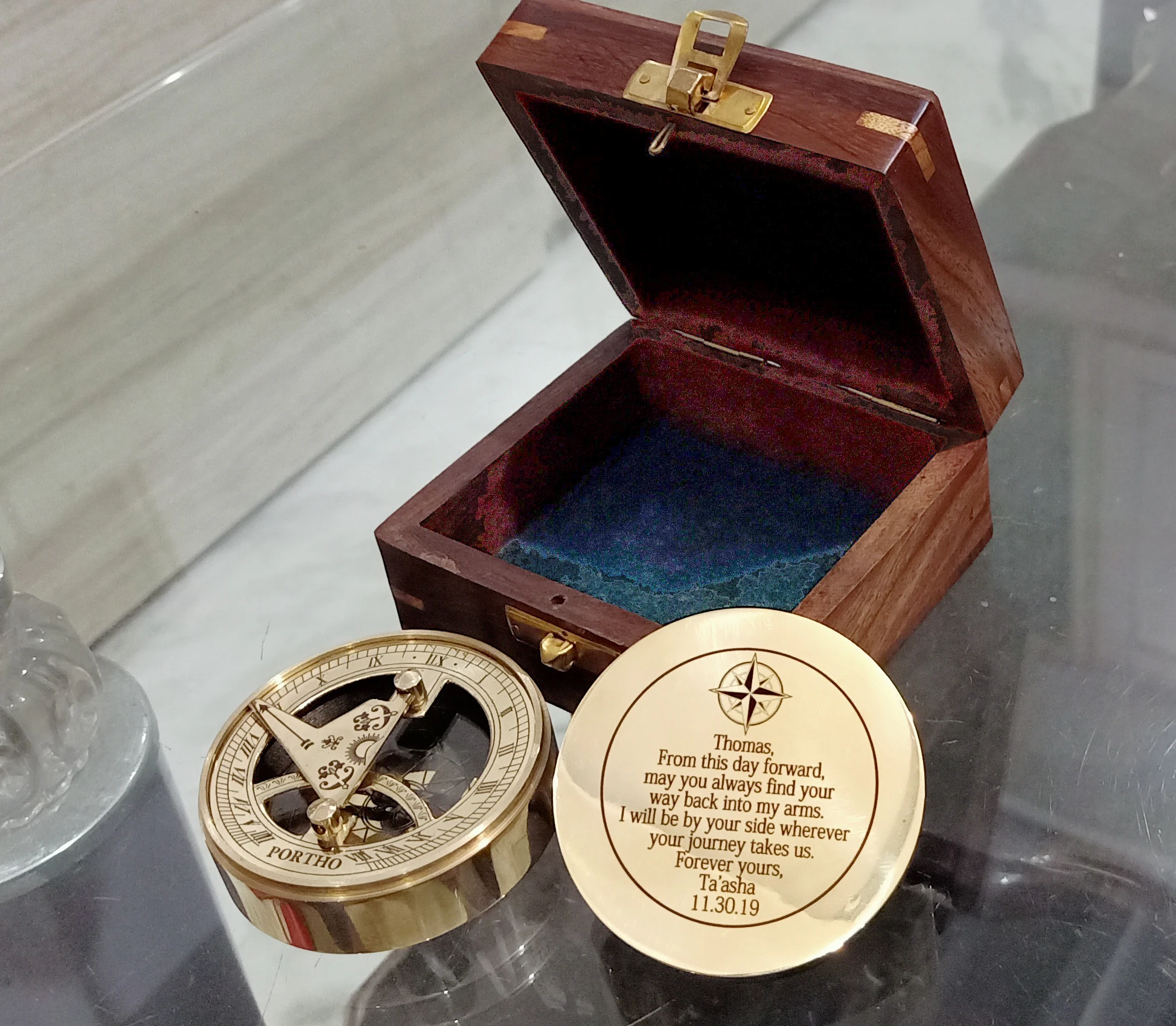 Компас Sundial Подарок на годовщину компас гравированный Морской для кемпинга и
