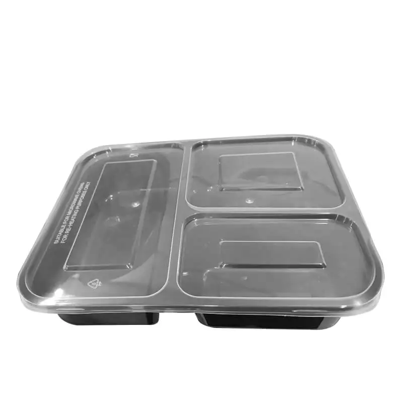  Удобный одноразовый пищевой контейнер с 3 отделениями и крышкой для хранения продуктов выноса-B0651