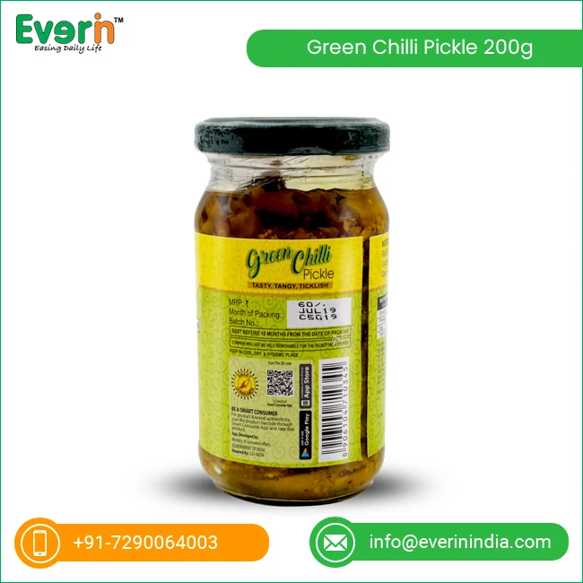 
Bulk Supply Green Chilli Pickle Glass Jar From India ( ISO, APEDA, HACCP, FIEO, GMP Certified) 