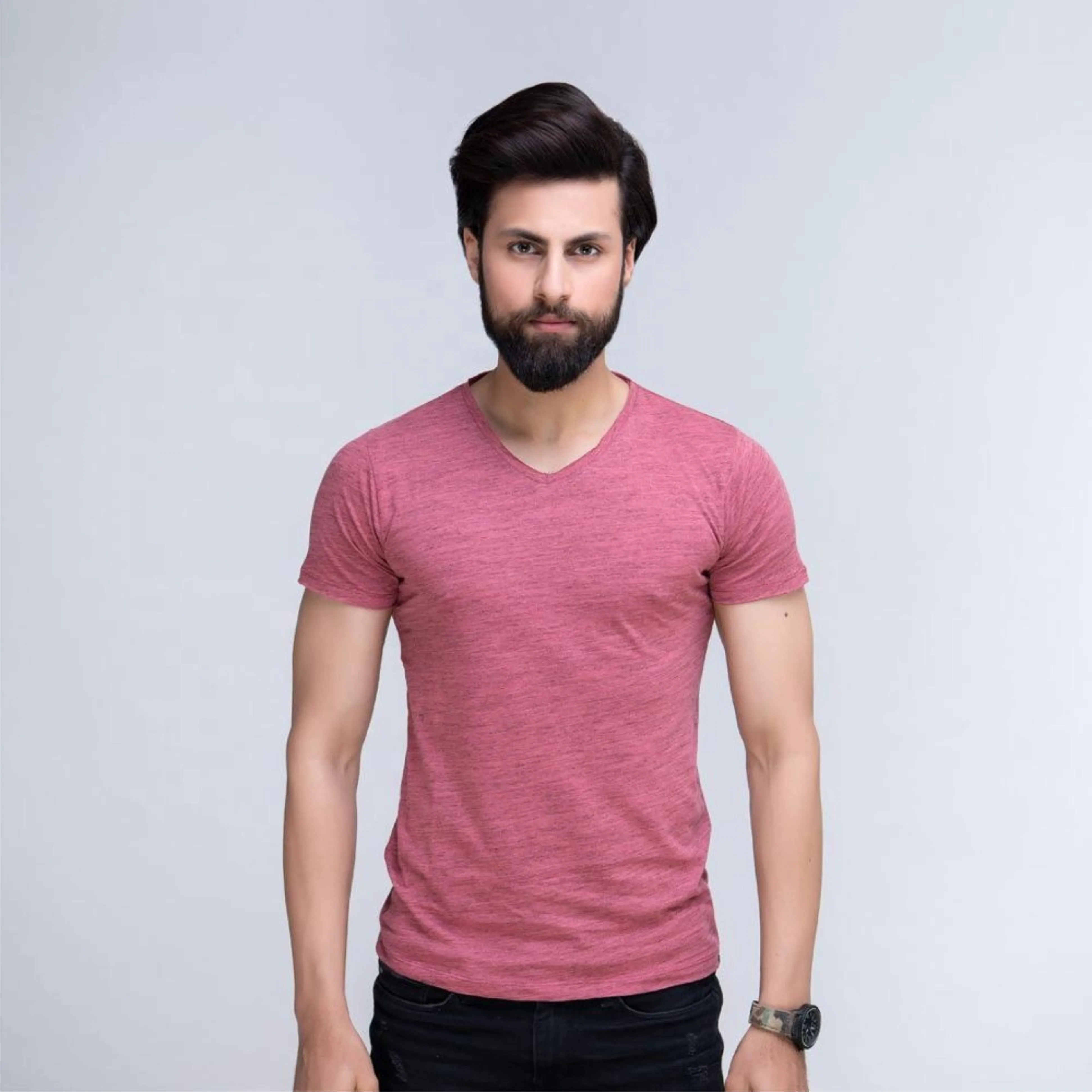 2019 new arrival OEM high quality bamboo V neck plain sports t shirt for men