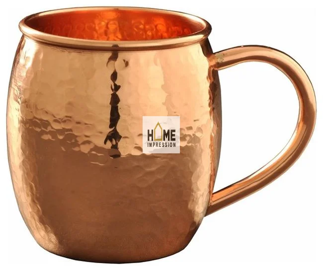Classic Copper Antique Finished Hammered Texture Mug With Gold Plated Handle For Best Grip Tea And Coffee Serving Fancy Mugs