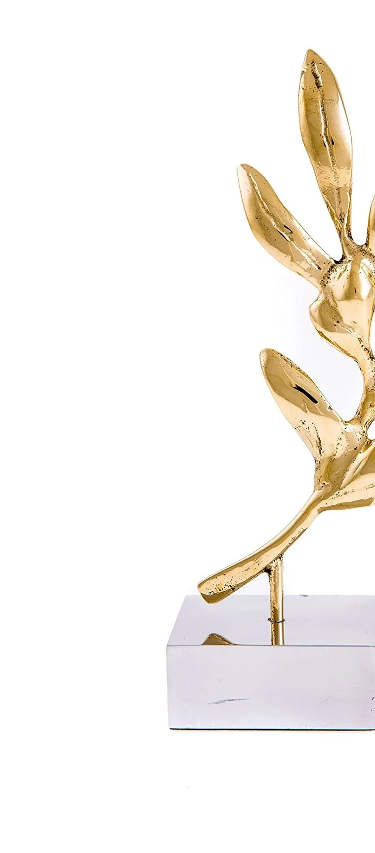 Скульптура ручной работы из твердой латуни и металла в форме листа с металлическим основанием для гостиной спальни полки витрины стола домашний декор