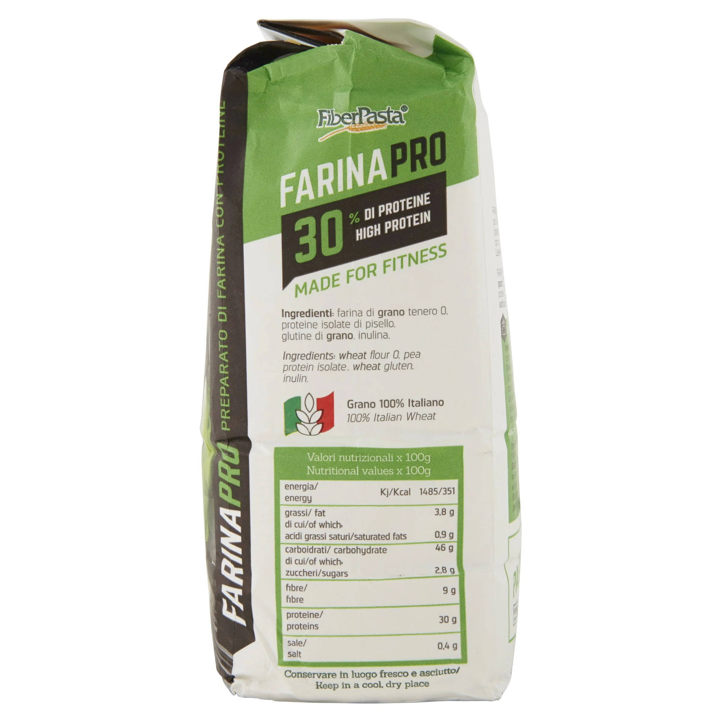 ITALIAN HIGH PROTEIN PREMIUM FLOUR 30% PROTEIN AND HIGH FIBER -  FEWER CARBS - WITH PEA PROTEIN AND LOW GLYCEMIC INDEX