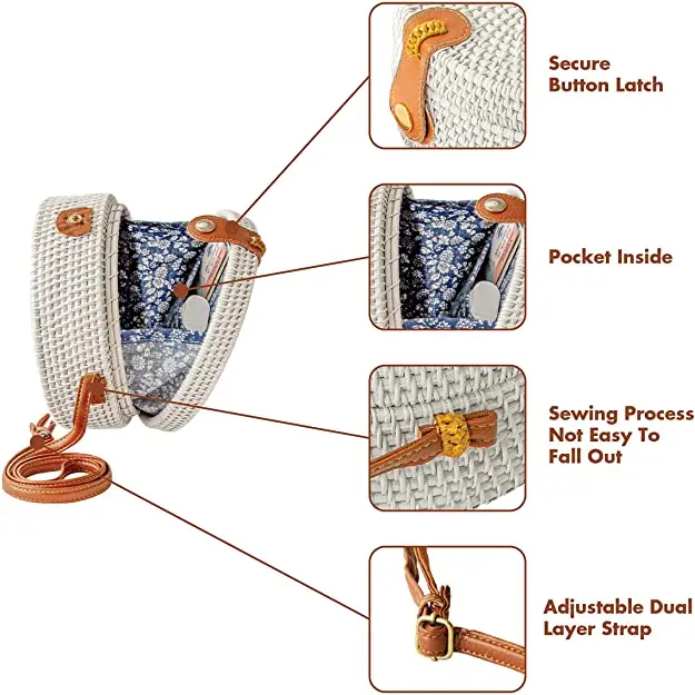 Новые плетеные сумки из ротанга с Бали 2021 модные ручной работы оптовая продажа круглая плетеная Сумка топовый продукт Amazon