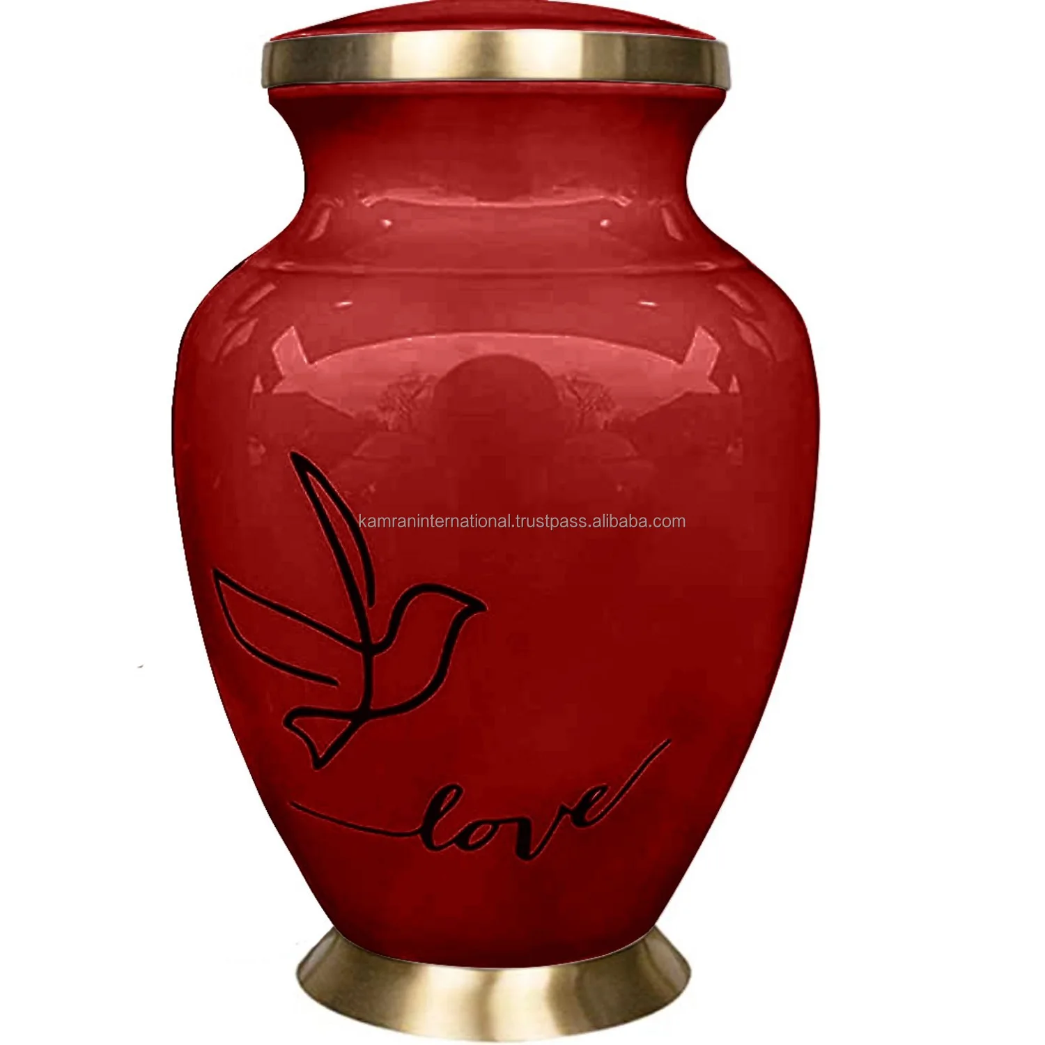 Antique Cremation Urns For Ashes & Red Bag Unique Design Cremation Urns Solid Cremation Urns