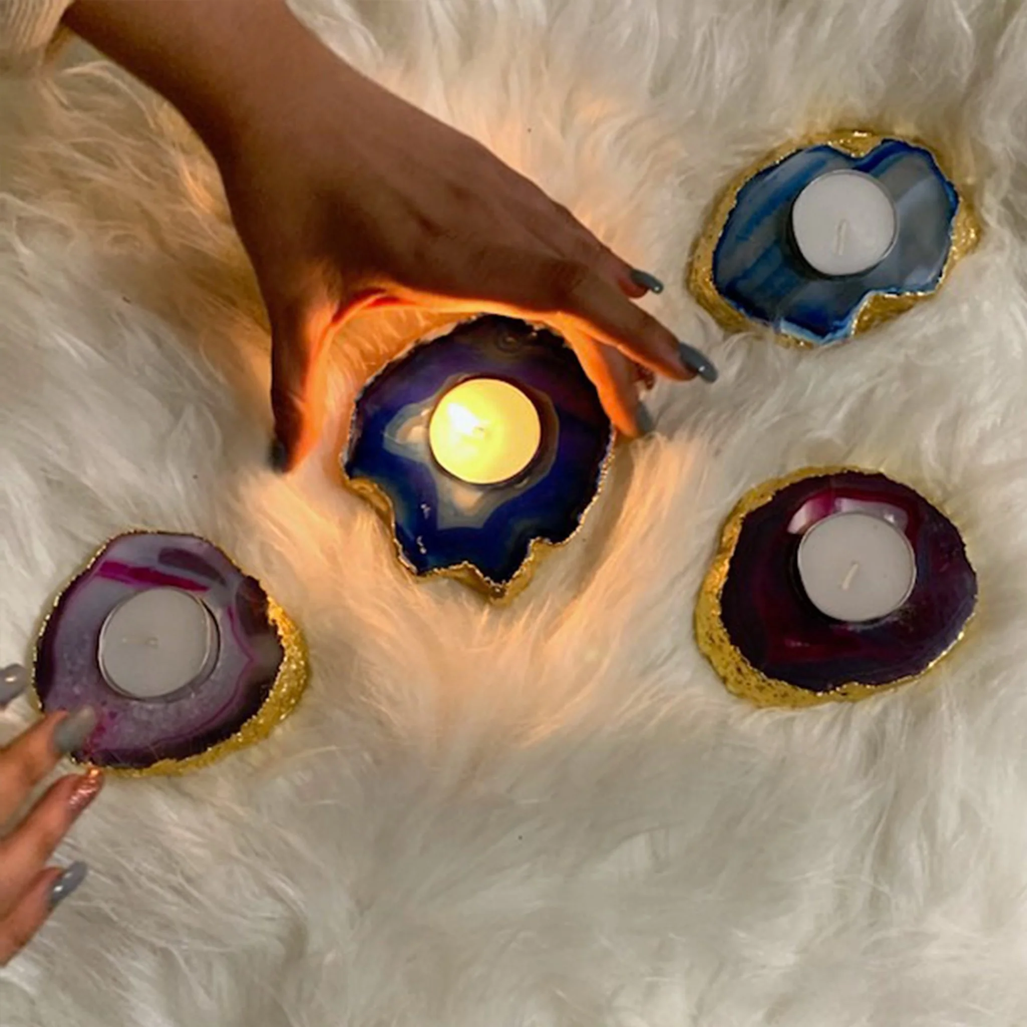 Natural Handmade Pink Agate Candle Holder For Home Decoration From India | Agate Diya (Pink) | in Factory Price from India .