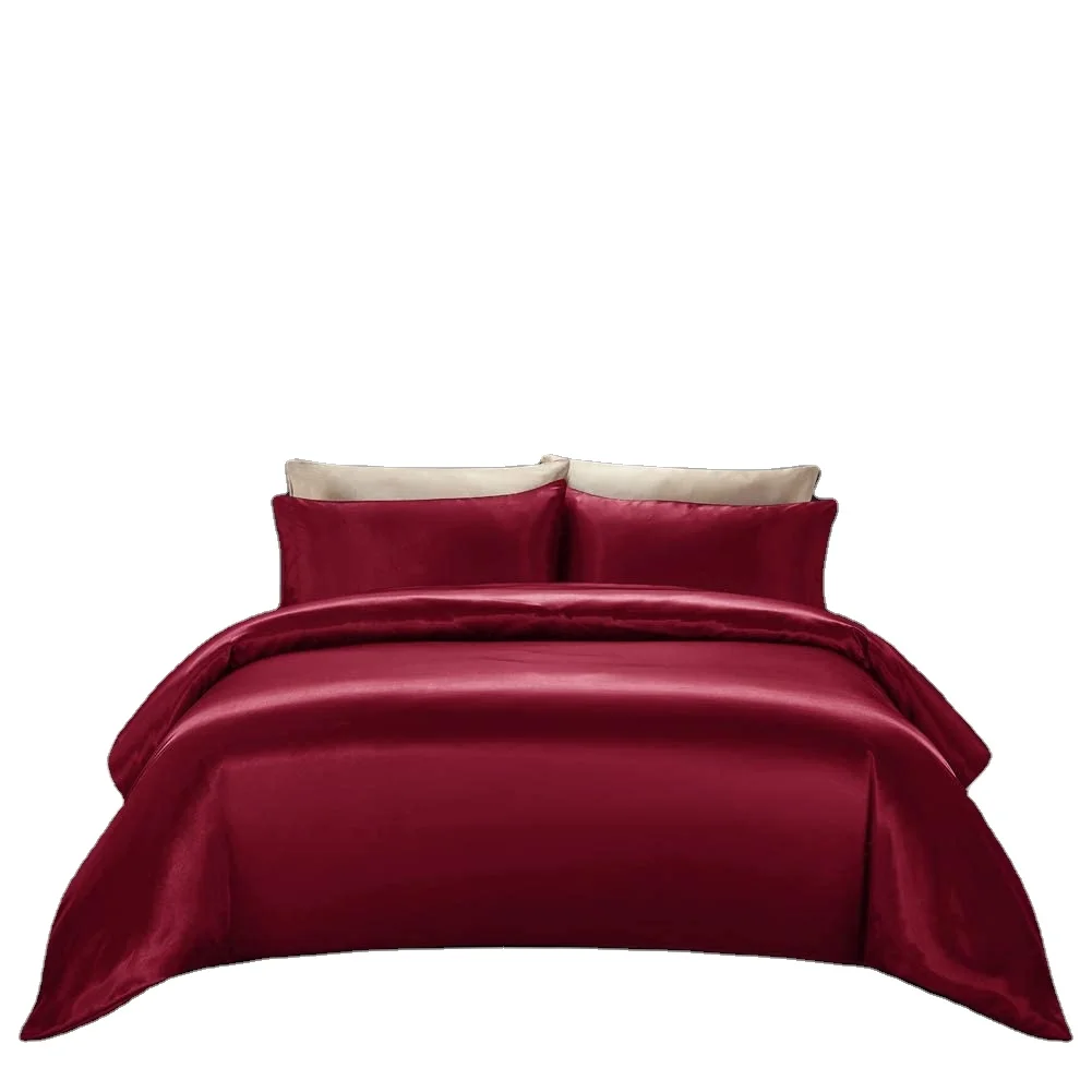 Silky Satin Duvet Cover Set Luxury Silk Like Duvet Cover Set with Zipper Closure