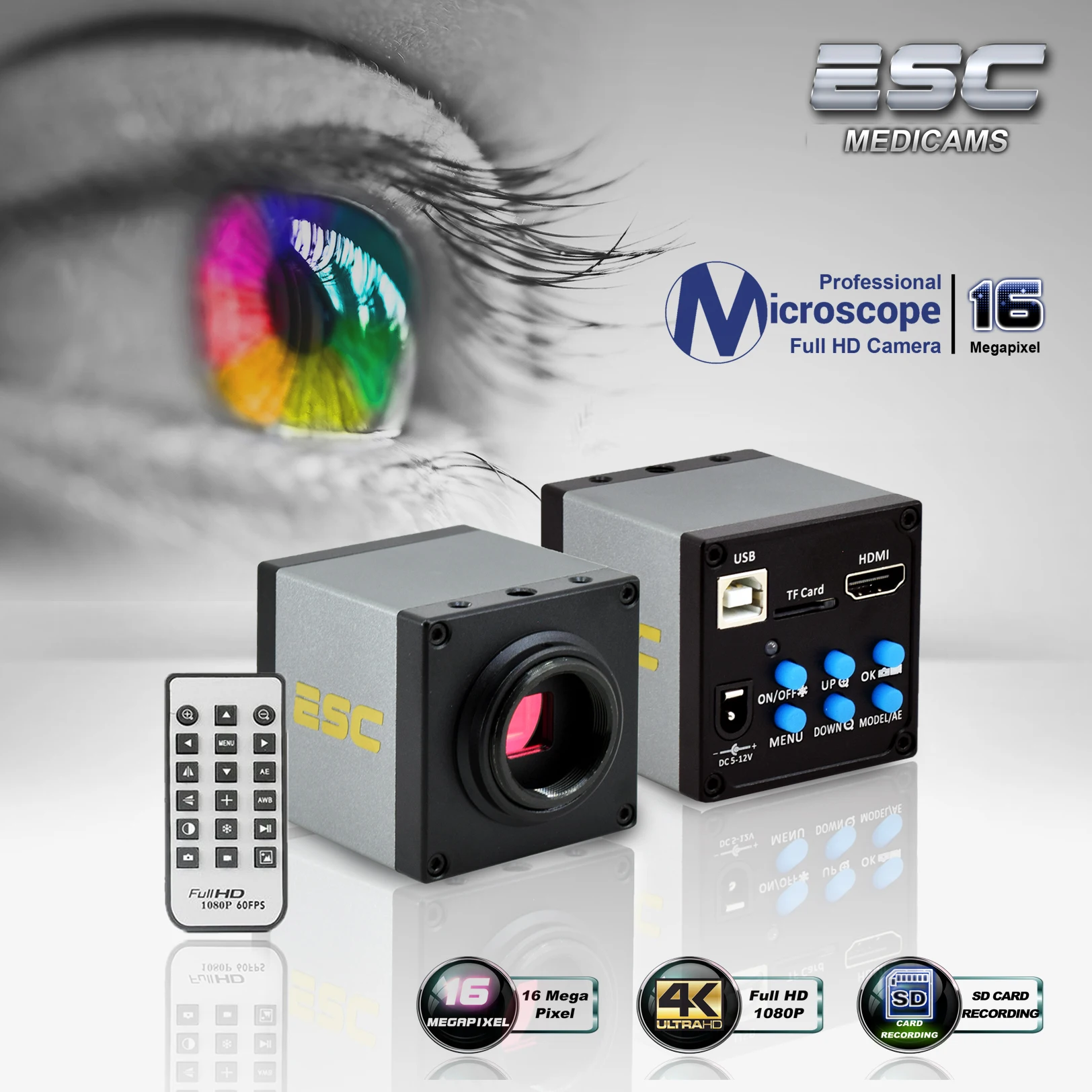 Digital Microscope Camera Full HD 16 Mp for Beam splitter Slit Lamp