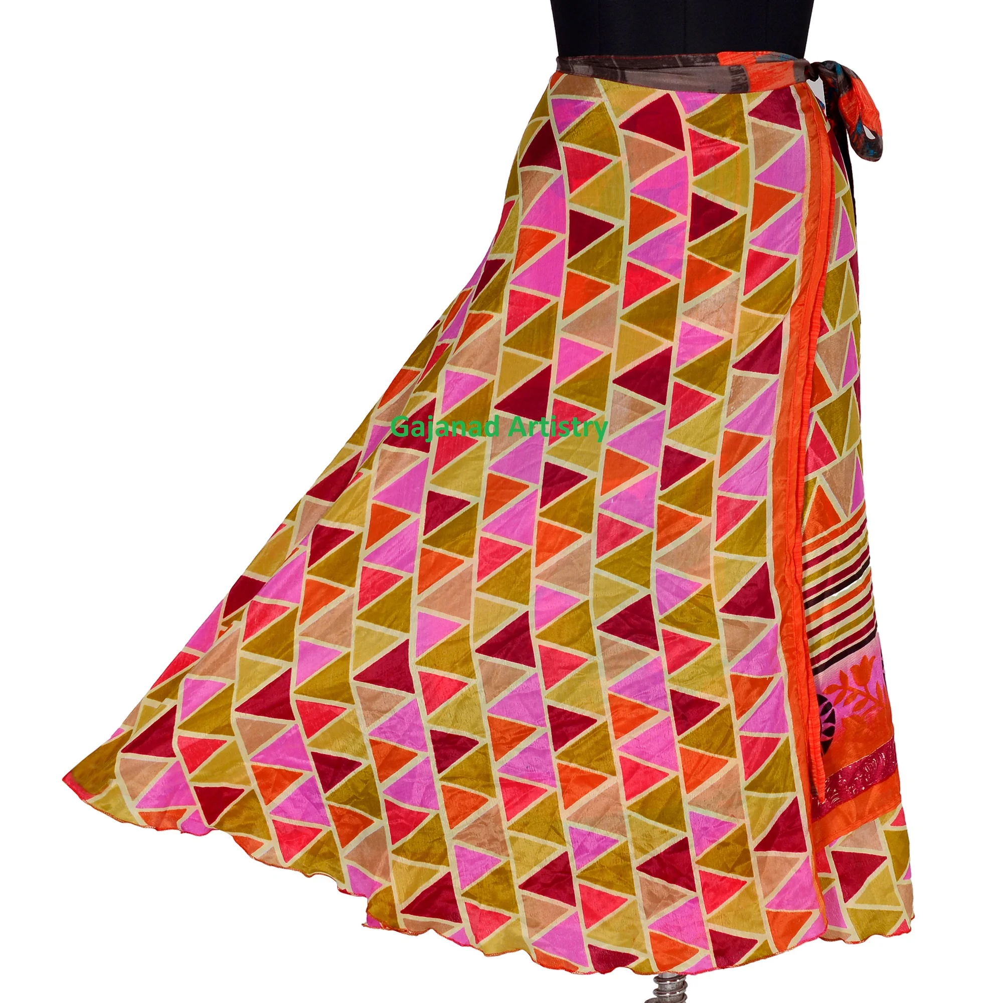 Boho Skirt Indian Silk Skirts Maxi Long Bohemian Summer Wrap Hippie Reversible Skirts For Women