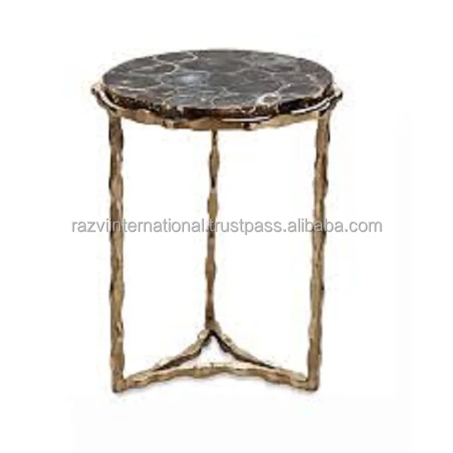 Agate Top metal base side table