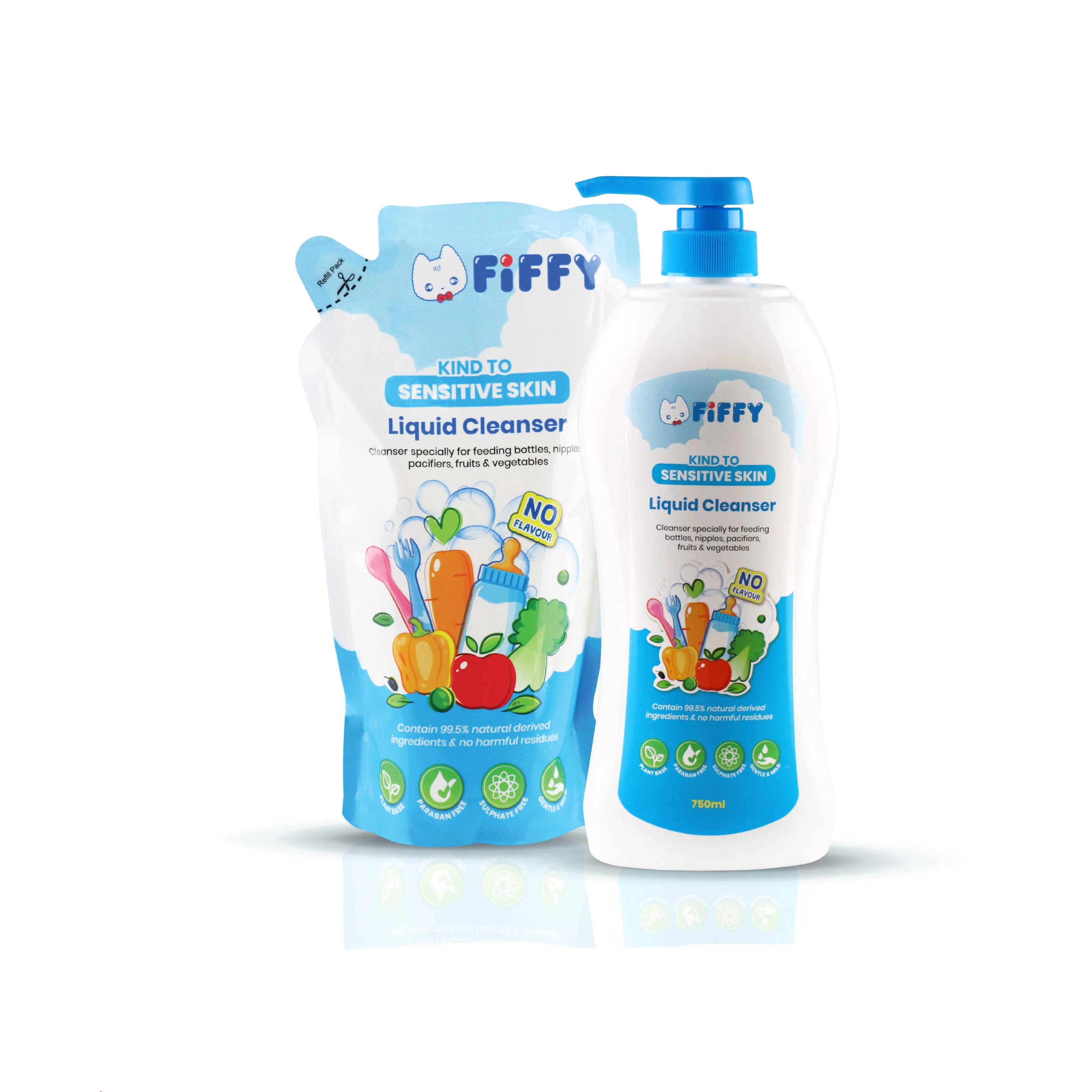 FIFFY Baby Plant Based Bottle wash, Fruit and Vegetable Wash Baby Bottle Washing Liquid Cleanser (NO Flavor)