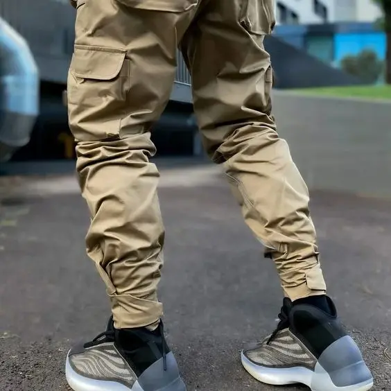 Cargo Men Joggers Pants Fitness Casual Trousers Long Pencil Custom Logo 2021 Reflective Stripe Slim Fit Custom OEM ODM Knitted