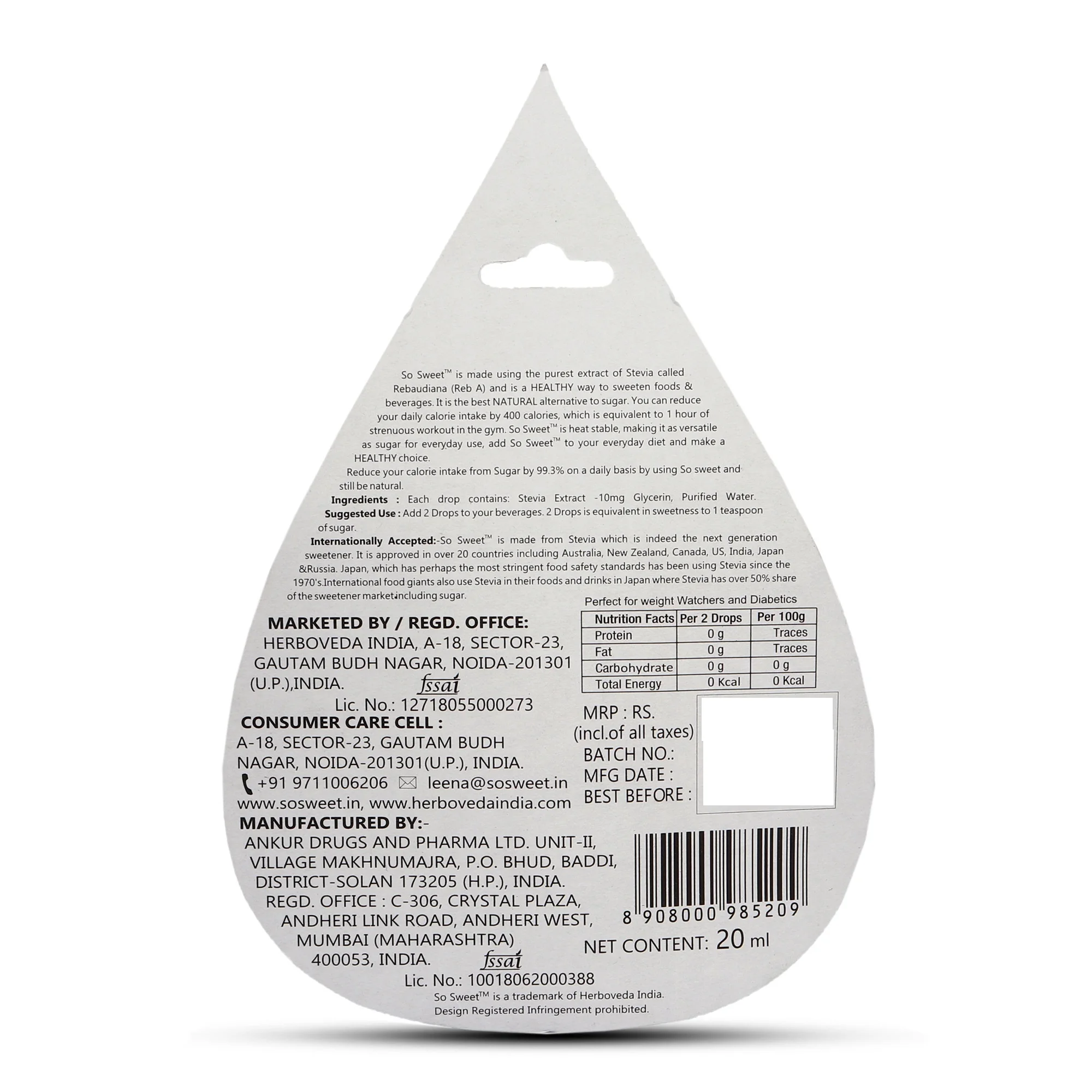 Natural stevia liquid sweetener sachet for diabetes OEM / Bulk Purchase