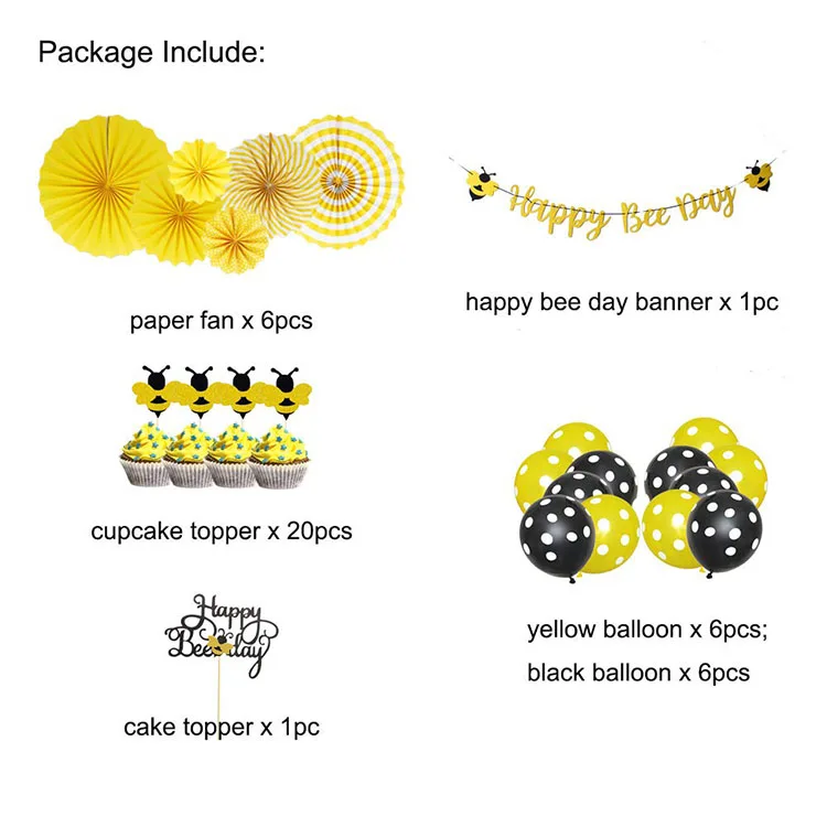 Nicro Happy Bee Day Banner Garland Party Kit Bumble Bee Baby Shower Decoration Supplies Set