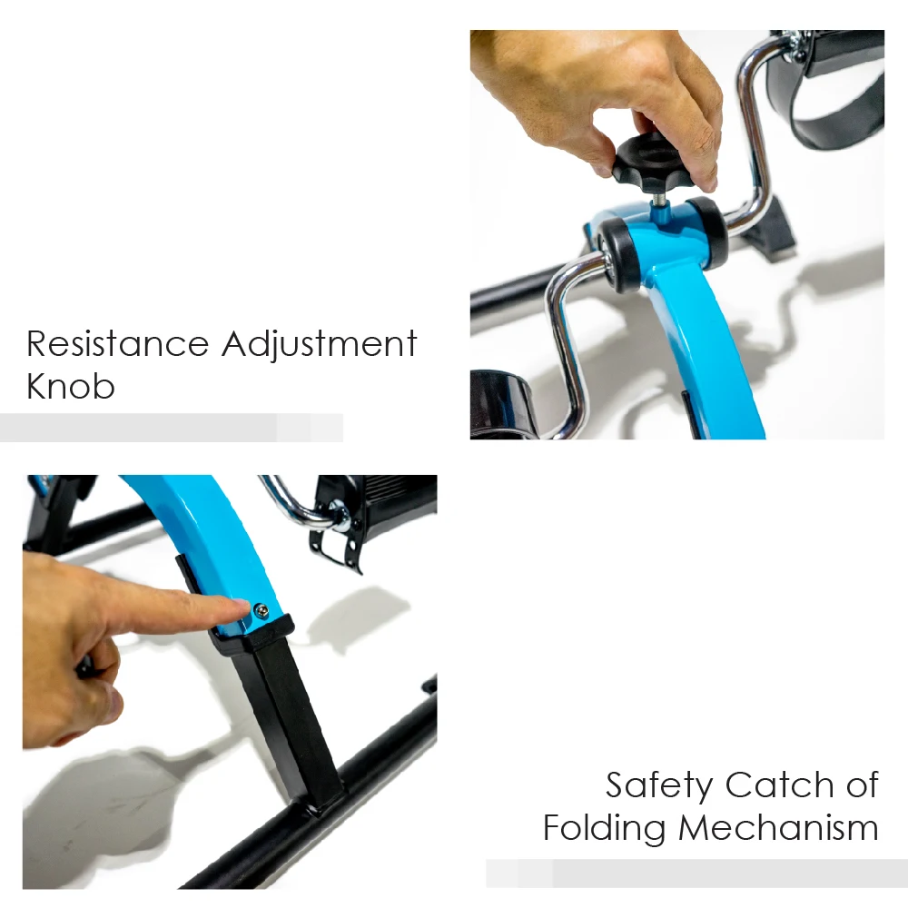 BION Pedal Exerciser Foldable Blue Exercise Bike Under Desk Leg Arm Trainer Leg Exerciser