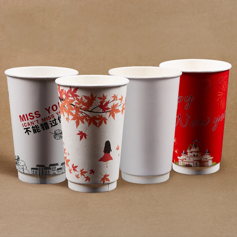 
Double wall paper cup 12oz extra thick custom paper cup heat proof takeaway coffee cups 