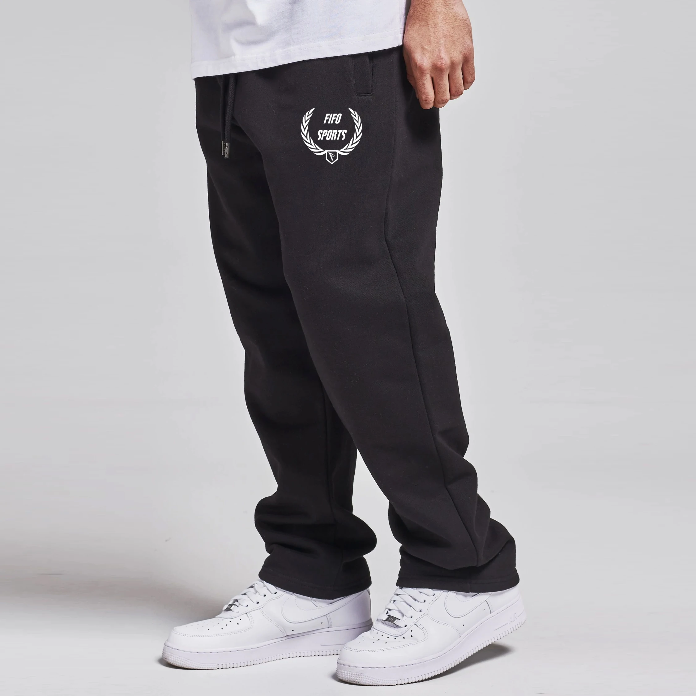 100% cotton French terry Sweatpants men Wholesale Oem Sweatpants Grey Straight Men Wide Leg Sweatpants For Men