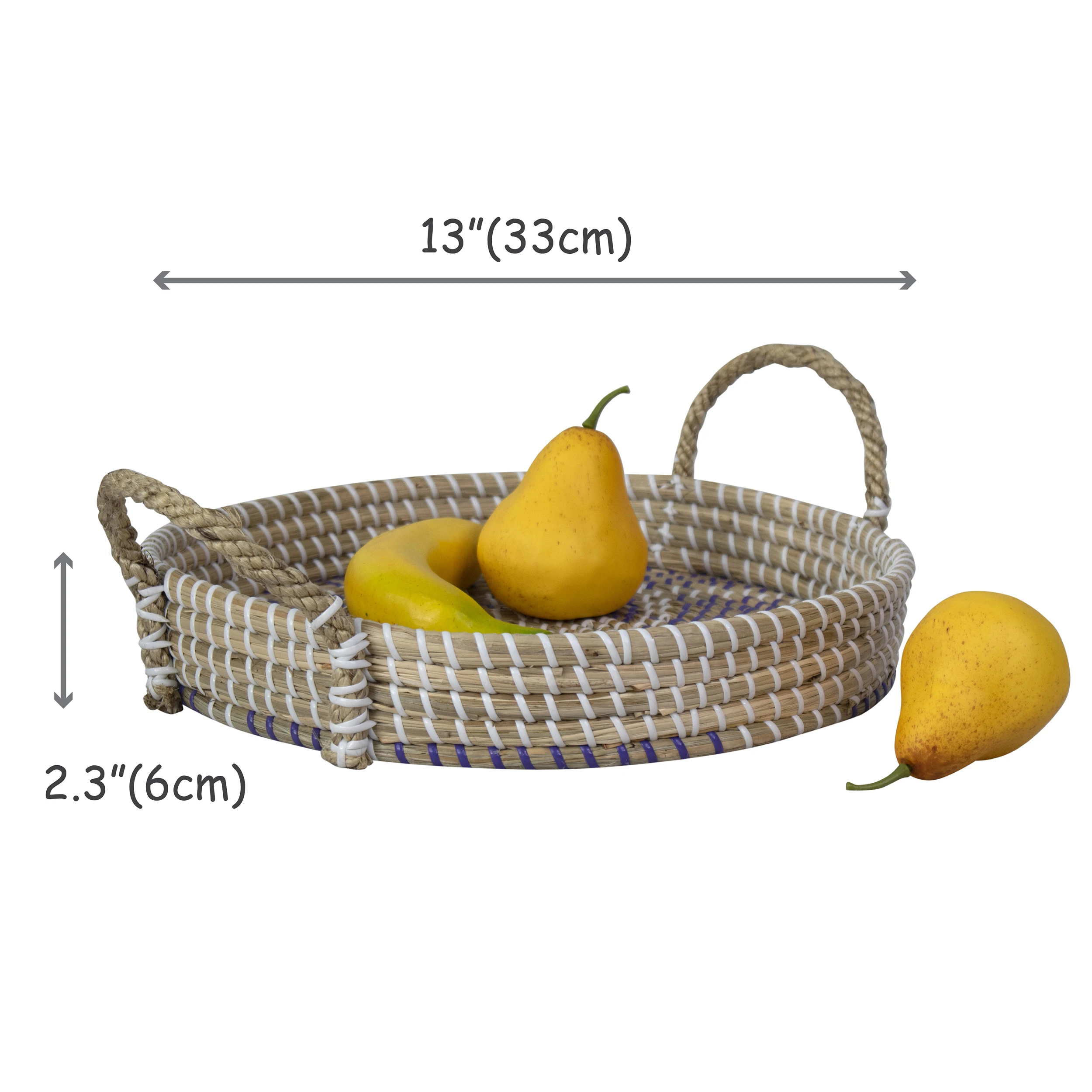 Wholesale Price Handmade Round Seagrass Trays with Handles Great Home Decor - Round Shape Seagrass Serving Tray for Fruits, Food