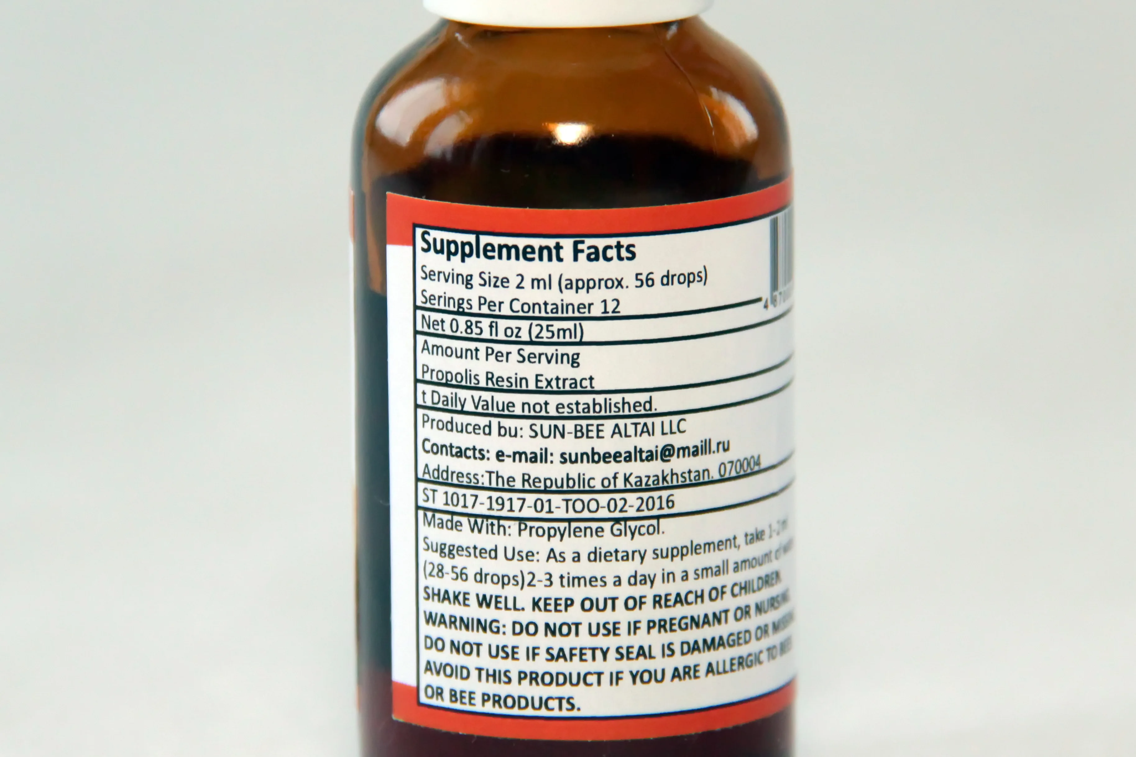 
Best Propolis Resin Exstract packaged in a glass bottle 25 ml alcohol free 