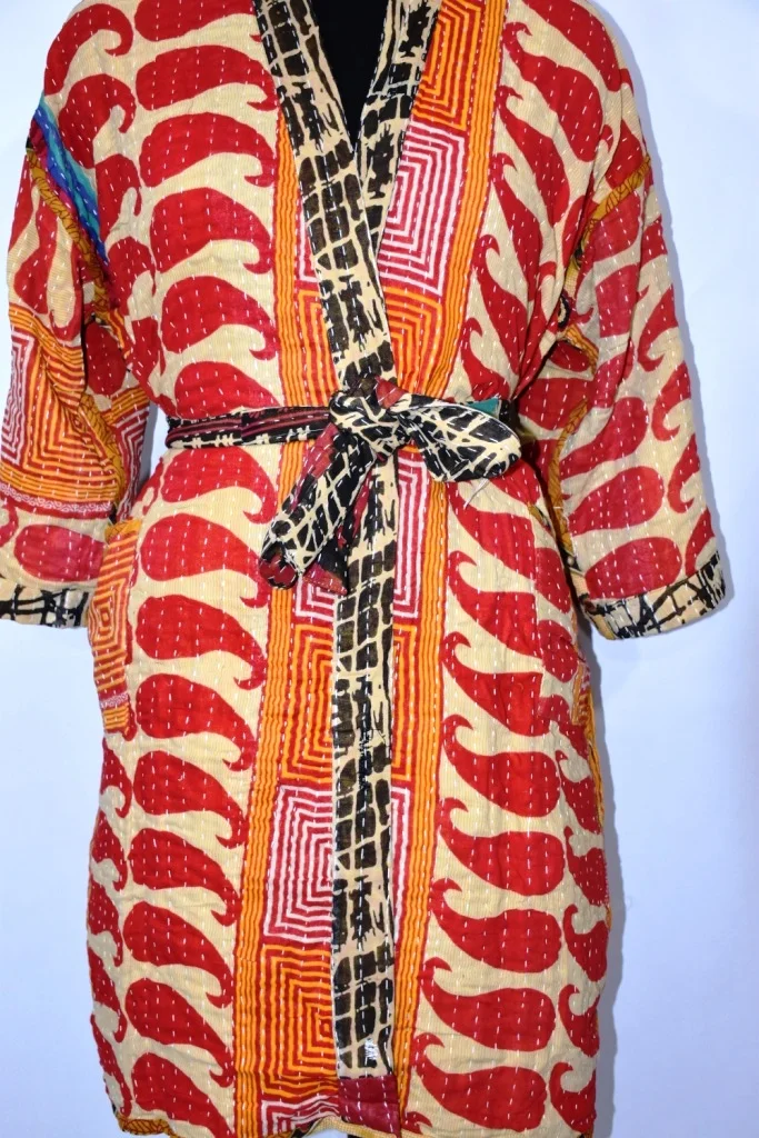 Женское винтажное кимоно Kantha из чистого шелка пиджак свободного размера регулируемое средней длины женское шелковое Kimonos