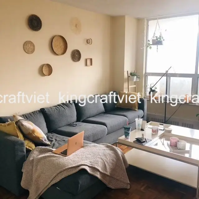 Super Quality Set  of Winnowing Rattan Wall Hanging Cozy Wall Baskets Decor White Bakets for Boho Decor Made in Vietnam