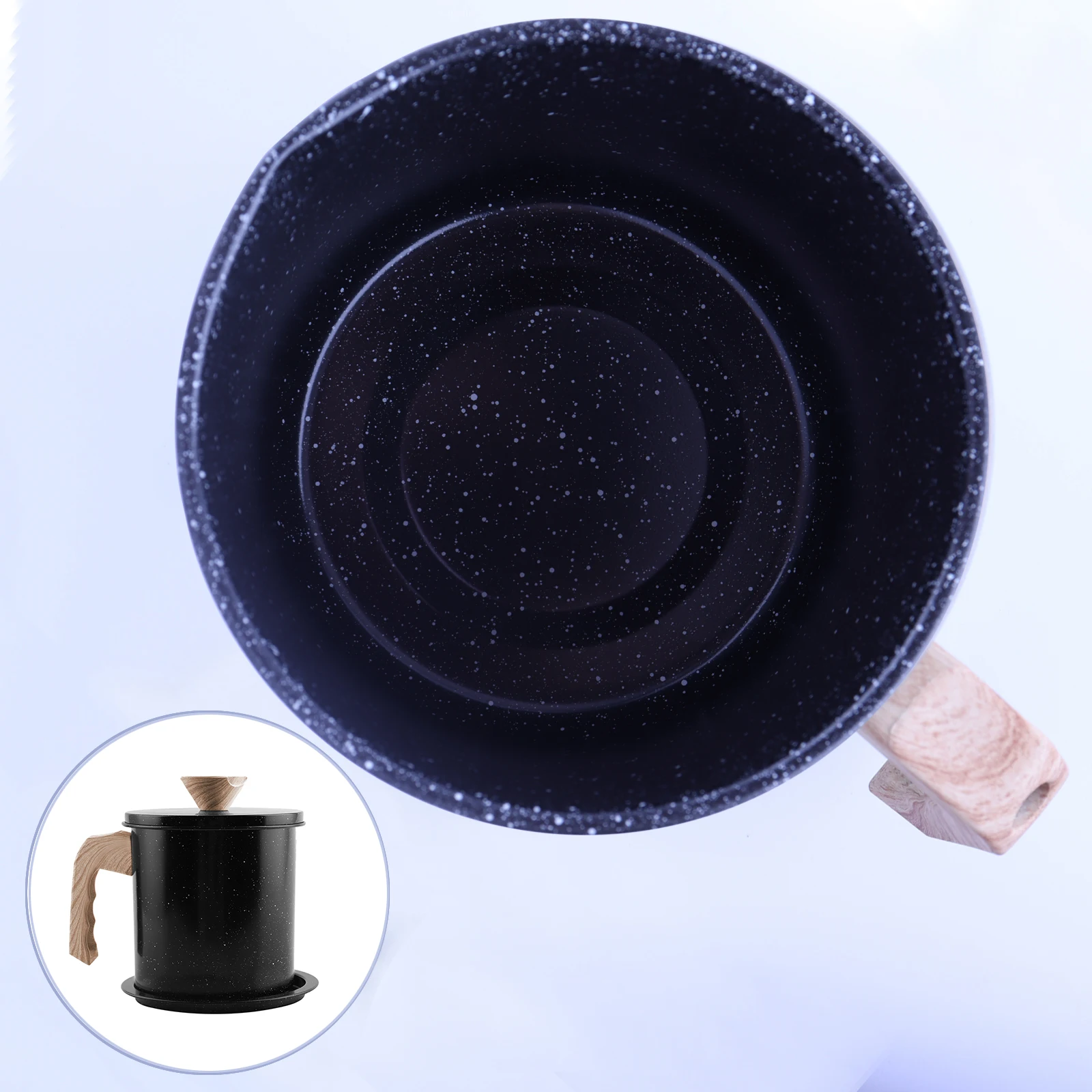 Bacon Grease Container Thick Iron Oil Filter Pot Rust-Proof Oil Storage Container For Kitchen (1.4L/1.7L) Grease Can