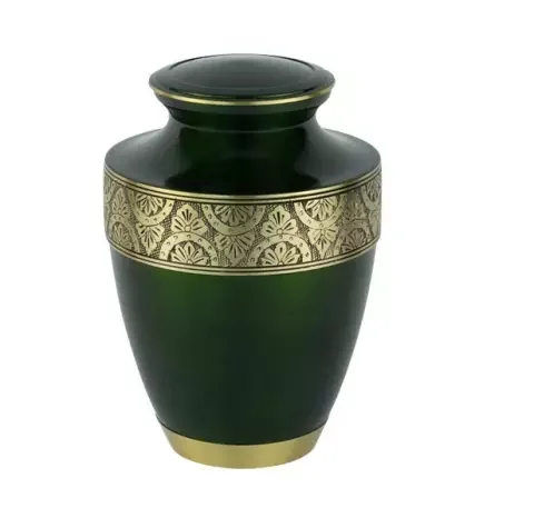 Beautiful Design Green Engraved Tasty Memorial Metal Brass/Aluminum Adults Human Funeral Ashes Cremation urns