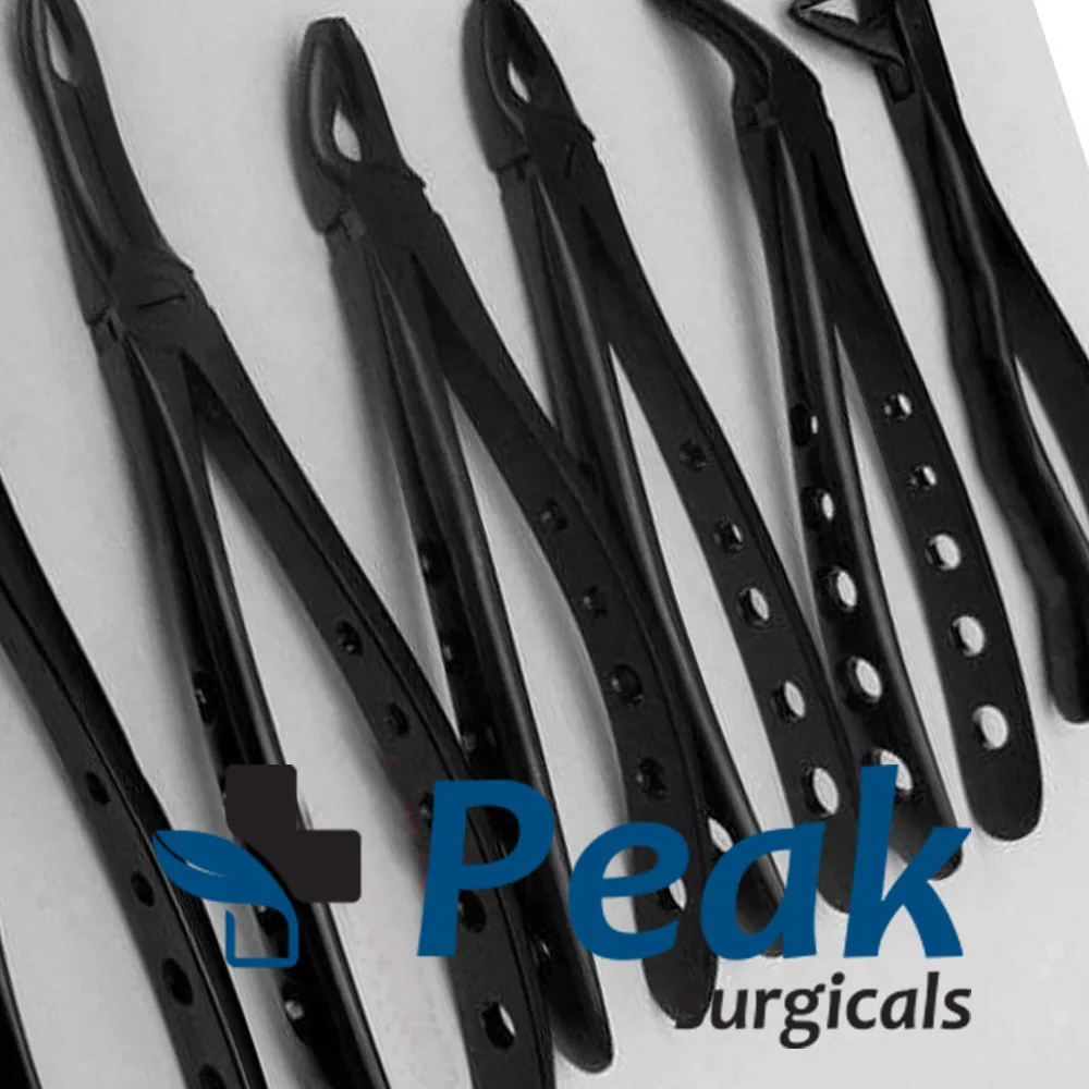 6 Pieces Dental Extraction Forceps Black Plasma Coated Instruments Stainless Steel High Quality Product By Peak Surgicals