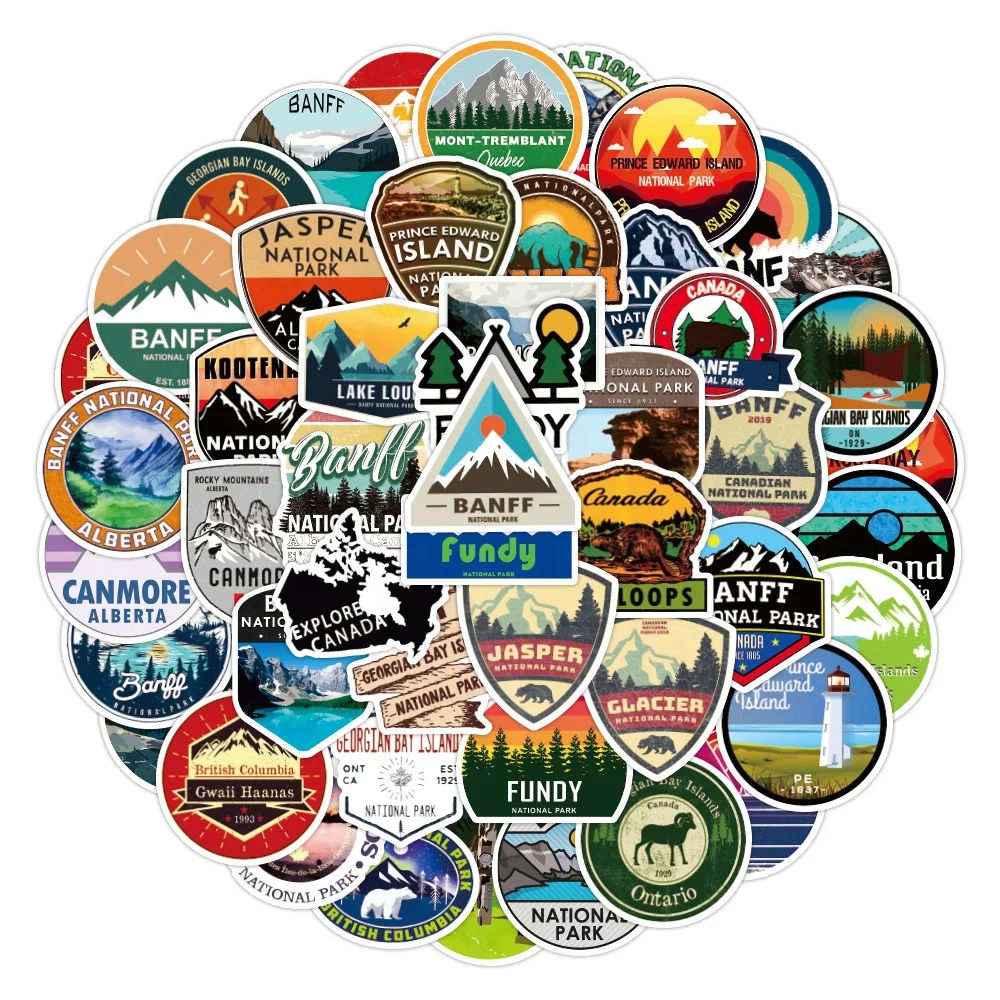 50pcs PVC waterproof National Park graffiti decorative sticker packs for laptop stationery luggage skateboard window wall decal