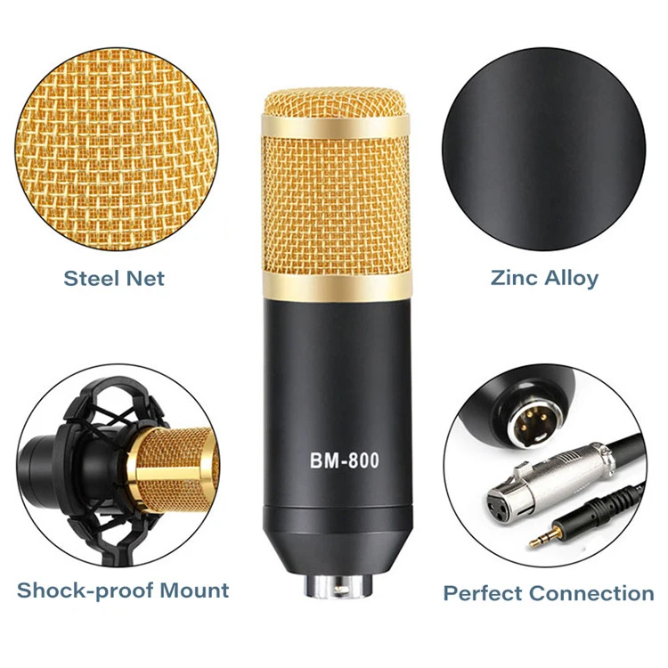 Конденсаторный микрофон BM - 800 с противоударным креплением для звукозаписи