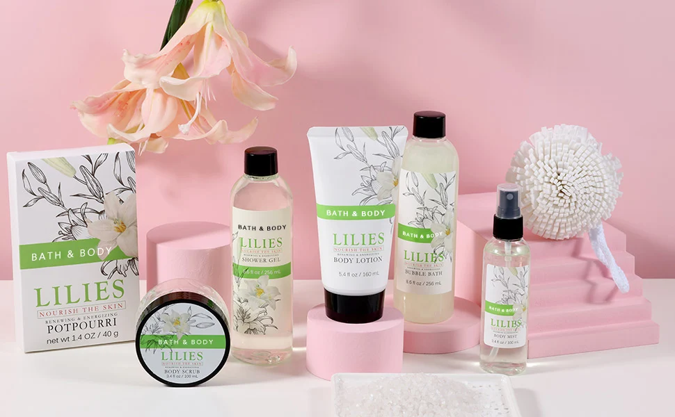 Wholesale Customized Fragrance 10Pcs Body Care Bath Set Holiday Gift Set Bath Basket Gift Set