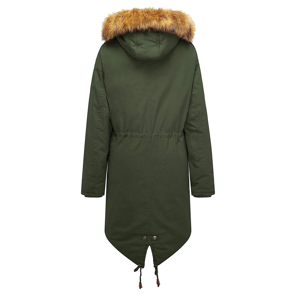 Buy Wholesale Women Faux Fur Long Sleeve Jacket Custom Hooded Winter Parka Jacket With Pockets