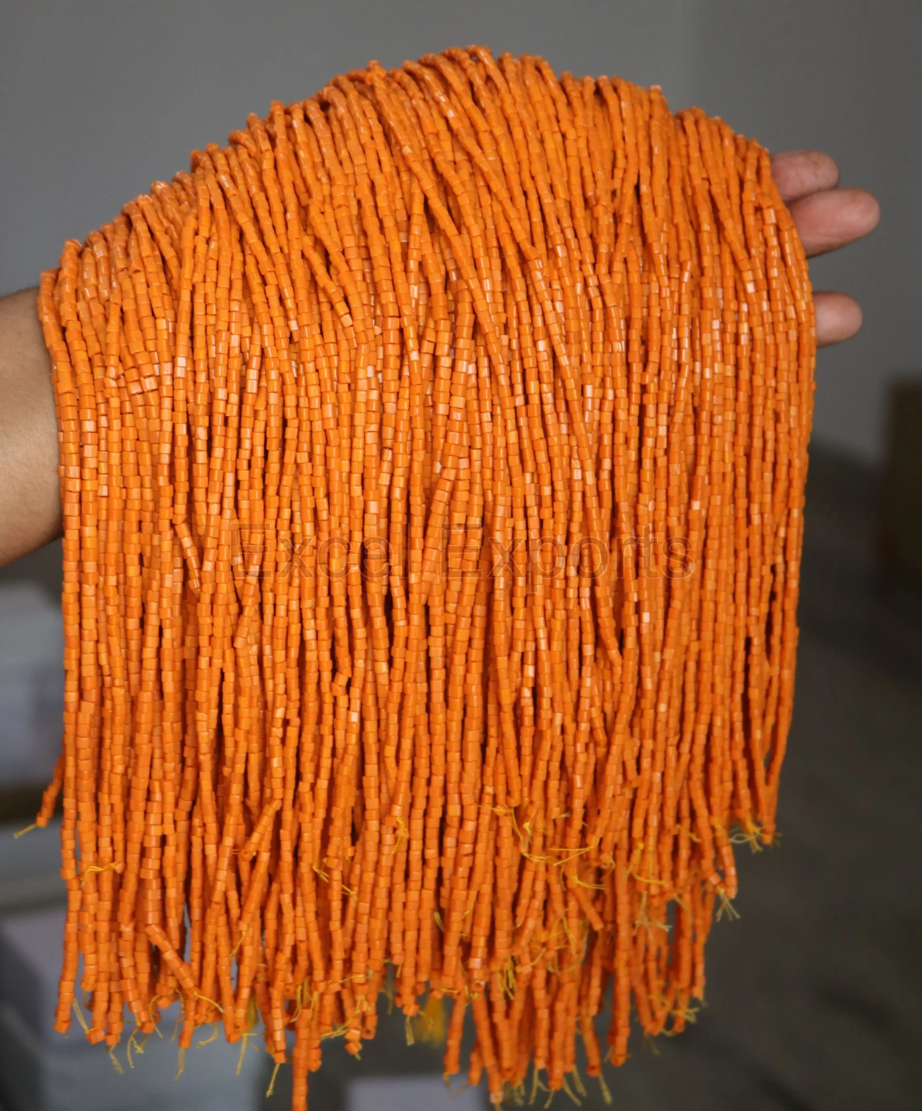 2024 Top selling glass beads 2mm 3mm 4mm square tube cube Orange coral colors for jewelry making loose beads on strand.