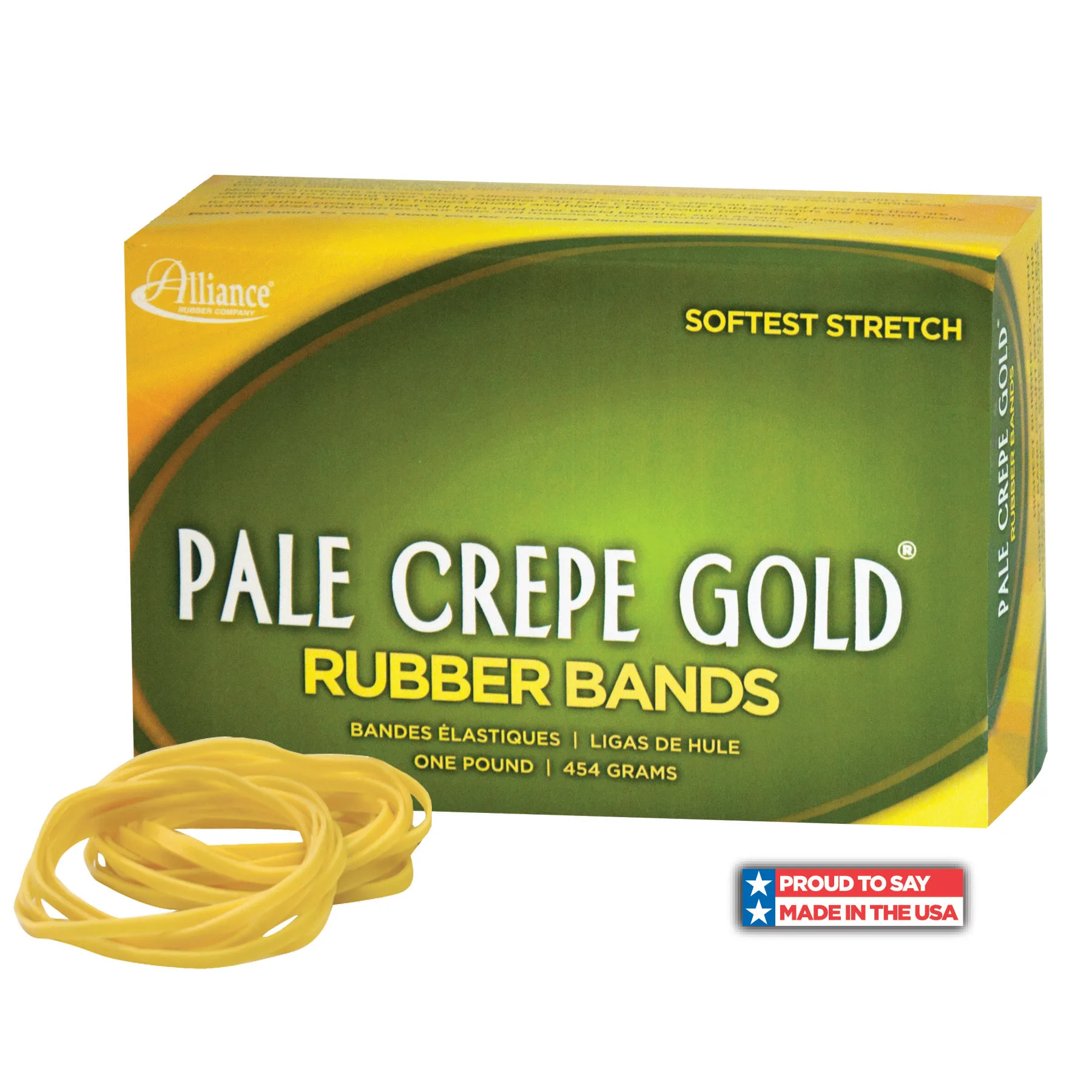Pale Crepe Gold Rubber Bands - Various Sizes Made in USA Label Natural Rubber Alliance Rubber Company US;1951 21055