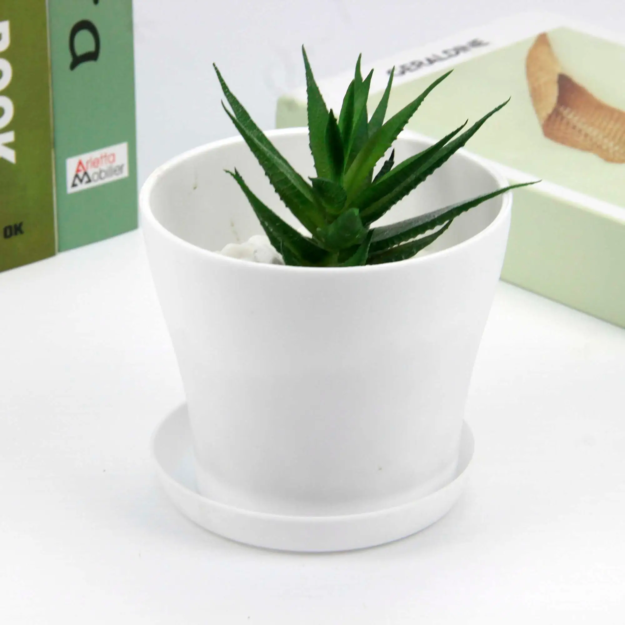 Пластиковый горшок для растений с блюдцем декоративный пластиковый цветочный садоводства