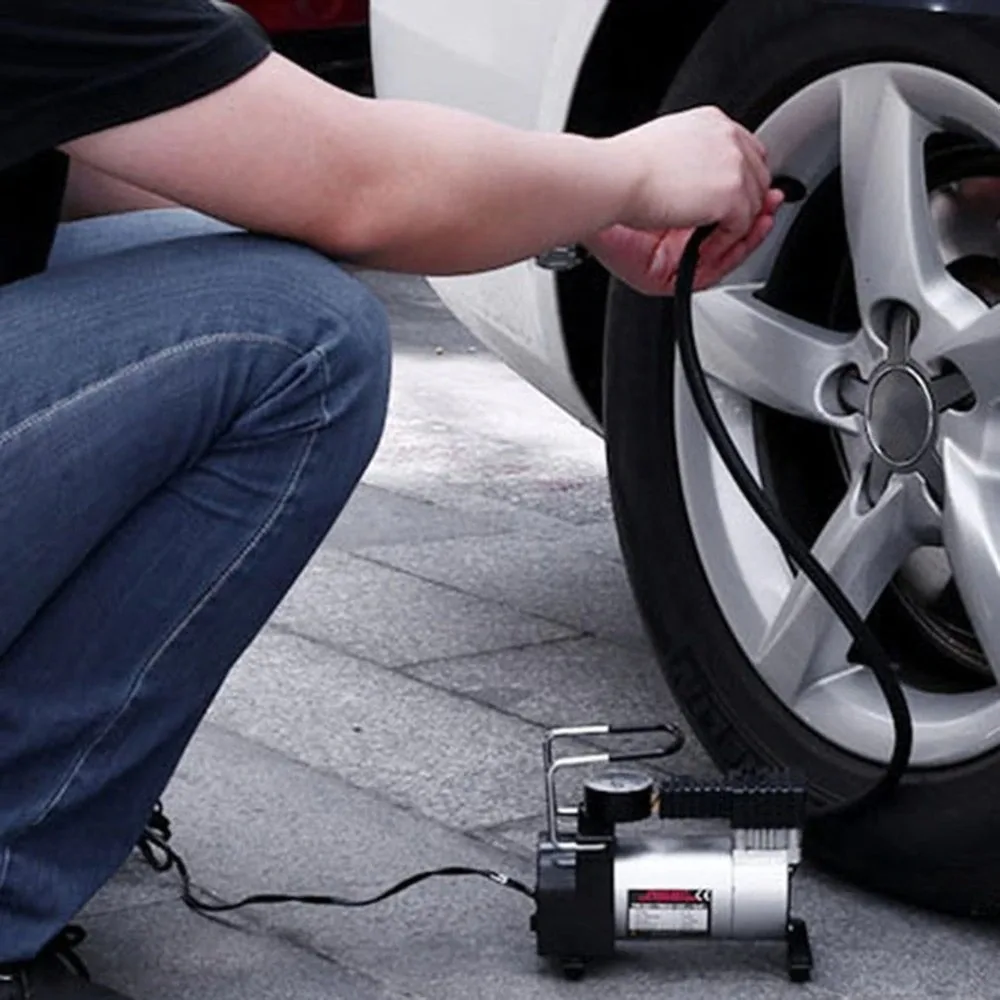 Universal 12V High-Power Car Double-Cylinder Inflator Pump Air Compressor Inflator Portable 150psi Car Tire Pump