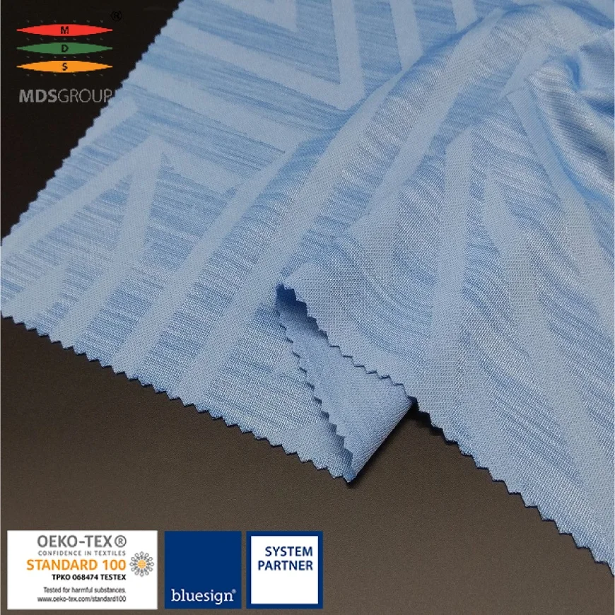 ECO-FRIENDLY/SPORTSWEAR/LIFE WEAR/T-SHIRT/JERSEY 51%RECYCLE POLYESTER 49%SLUB YARN CIRCULAR KNIT HYDROPHILIC COMPUTER JACQUARD