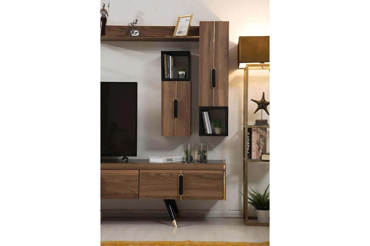 Entertaintment center modern furniture Wood cream LCD Plasma Unit living room discount (ider Megan Tv Unit)