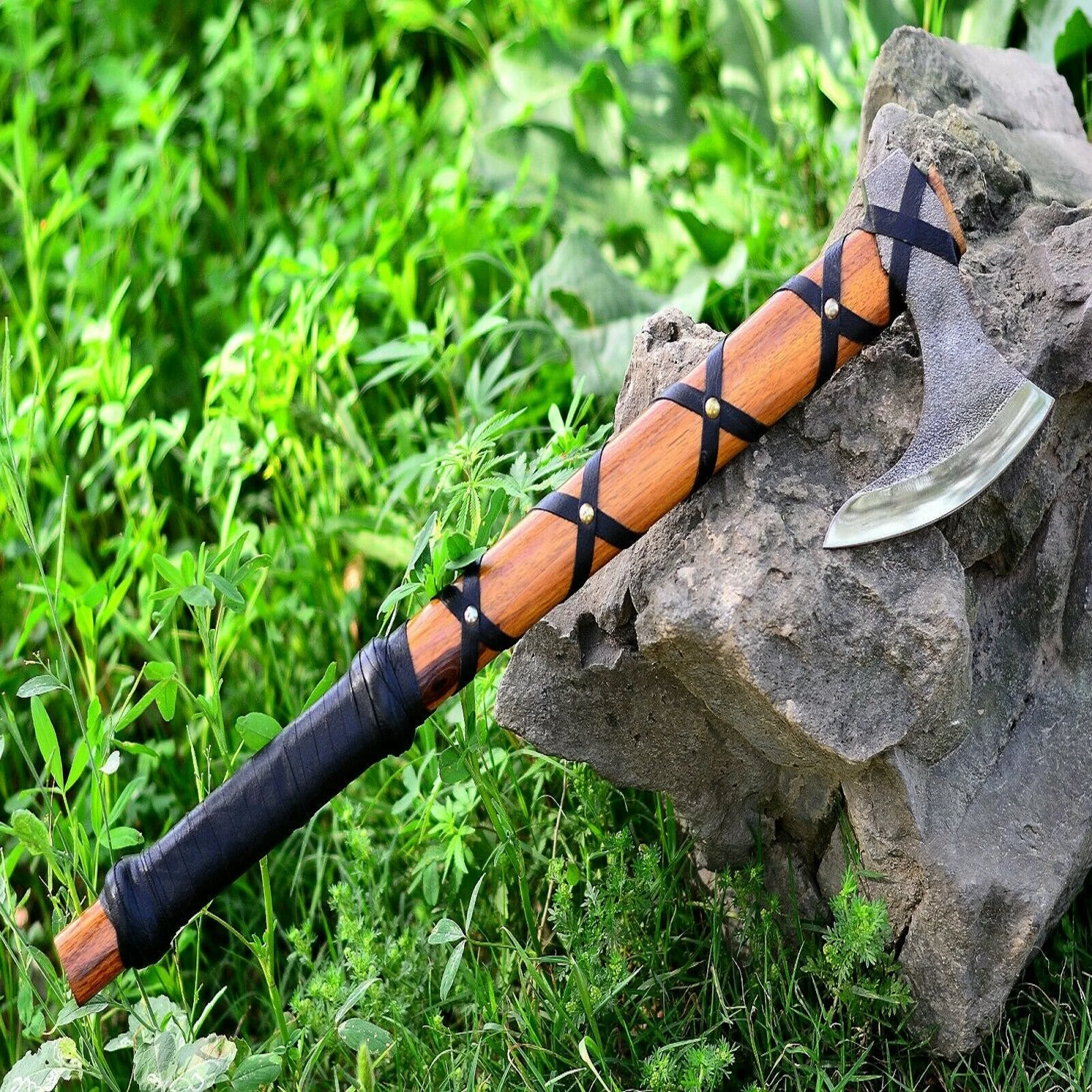 Топор викингов из углеродистой стали ручной работы на заказ, Медный топор для выживания на природе, топор с деревянной ручкой, оптовая продажа, фантастические топоры