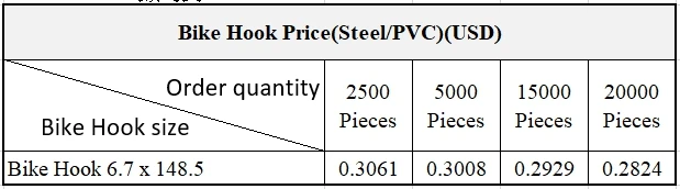 Customized steel pvc hook bike storage rack