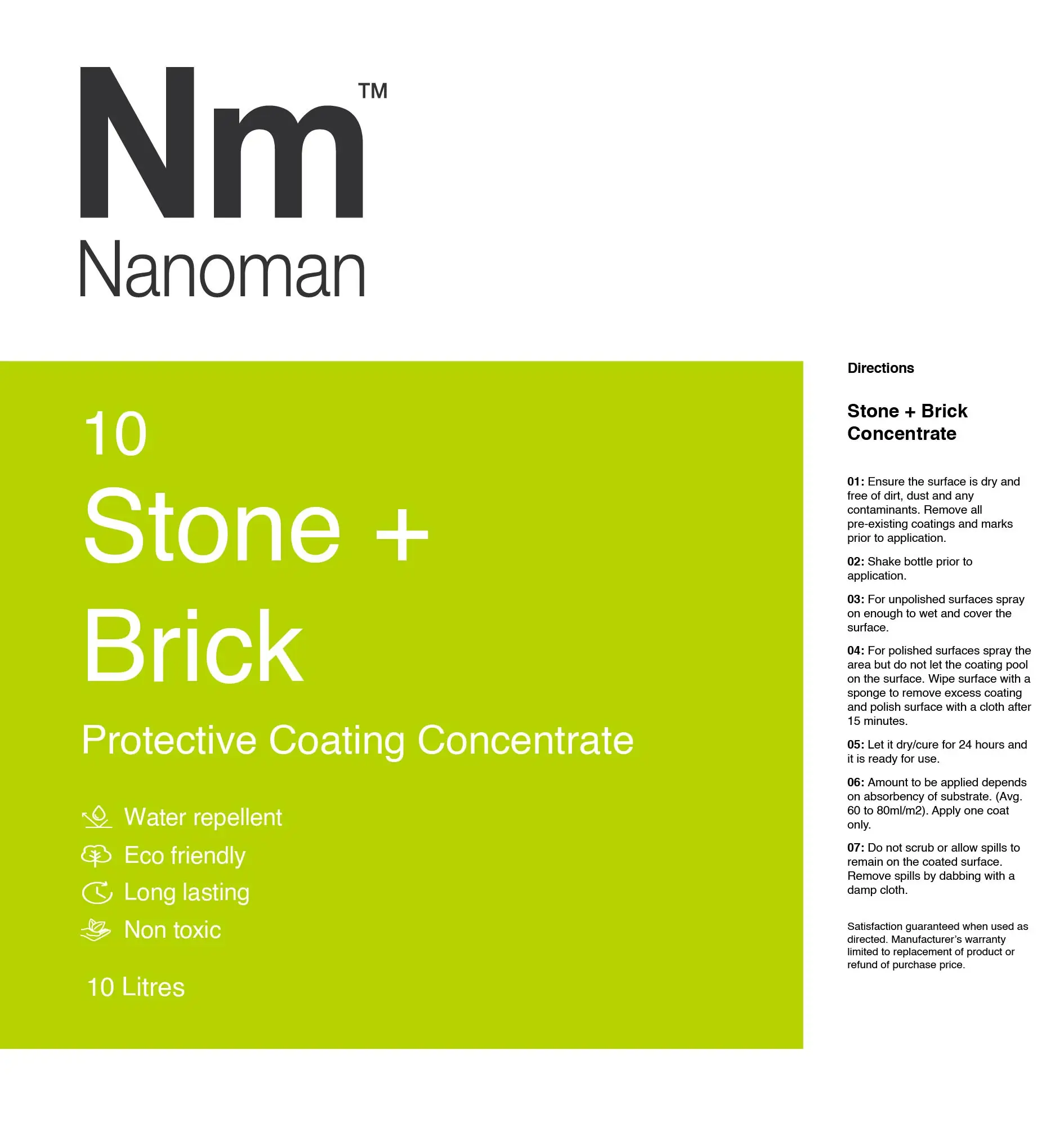 Nanoman Cement and Concrete Coating - Dirt and Water repellent coating for all cement facades