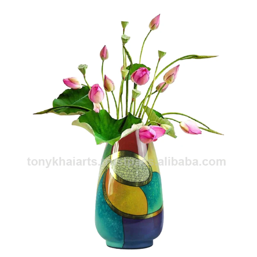 Glass Fiber Synthetic Resins Lacquer Flower Vase  LH- 017  Made In Vietnam