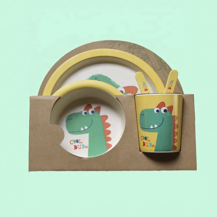 Eco friendly safe high quality kids bamboo fibre plates and bowl sets Kids Tableware set
