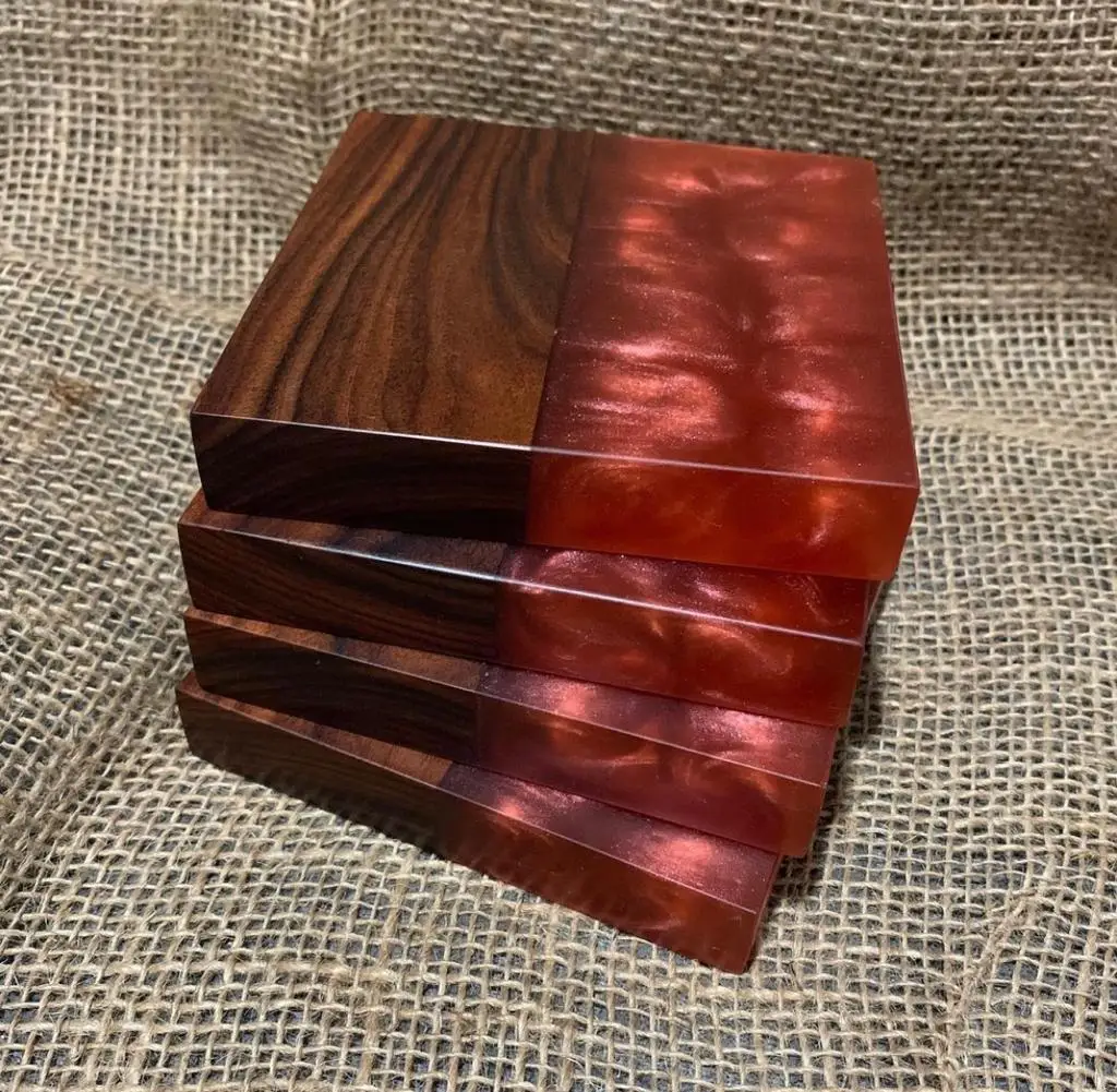 2024 Best Selling Resin And Wood Tea Coaster 4 Piece Set Decorative Tea Coaster Vintage Style Table Mats and Pads Drinks Coaster