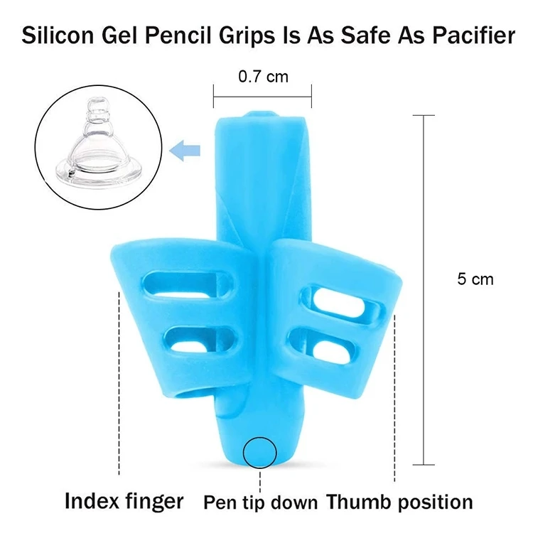 Assorted Color Silicone Pencil Grips for Children Pink Purple Green Red Orange Blue Set Dark Lead Pen Pcs Writing Tool