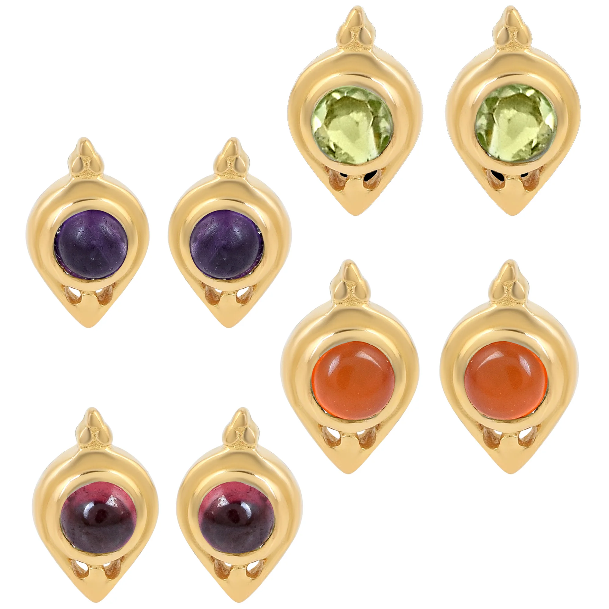 925 Sterling Silver Gold Plated Minimalist Fine Earrings Natural Peridot Gemstone Studs Cheap Price Dainty Jewelry Manufacturer